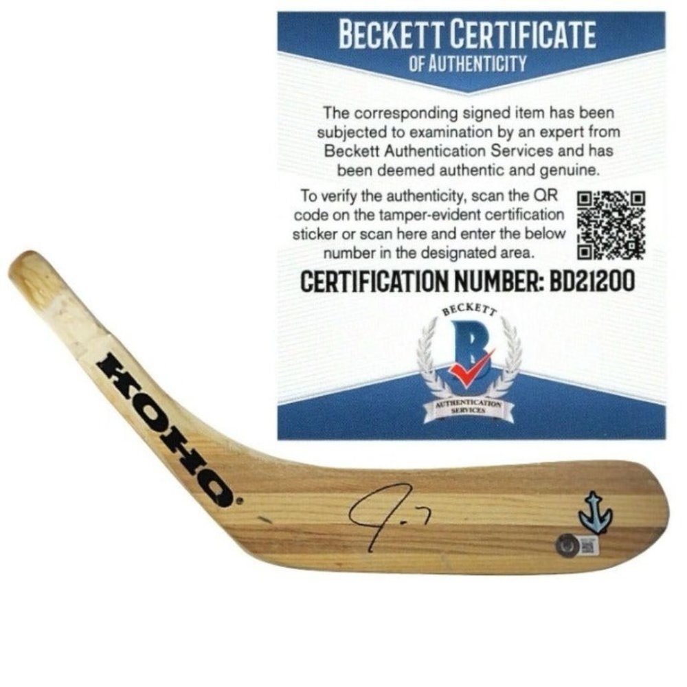 Jordan Eberle Signed Seattle Kraken Ice Hockey Stick Blade Beckett Autograph COA